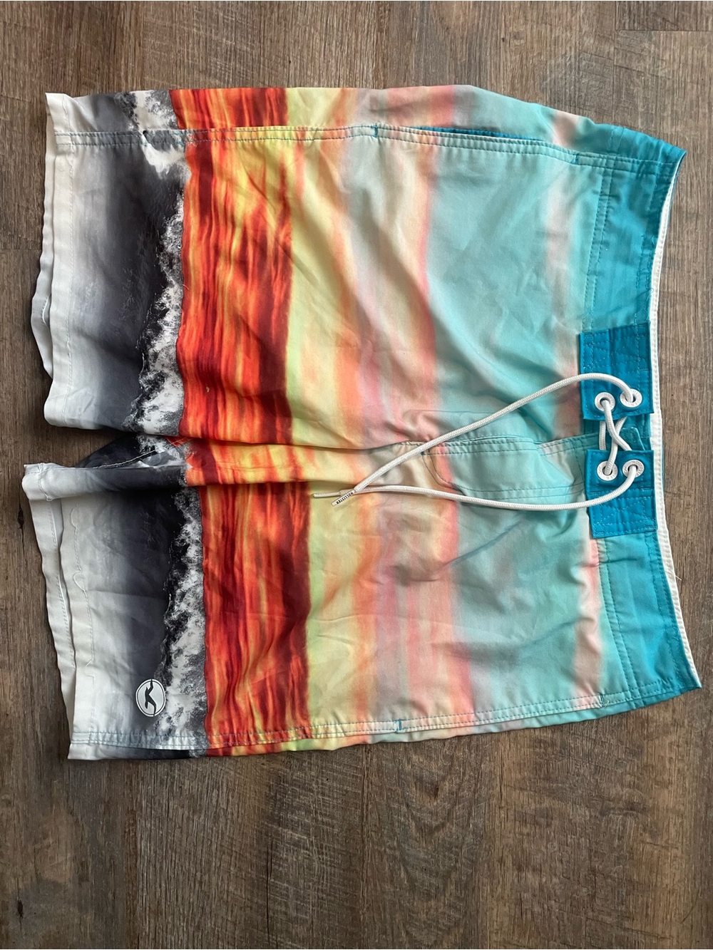Kids Board Shorts in Multi Sunset Stripe - Beachwear
